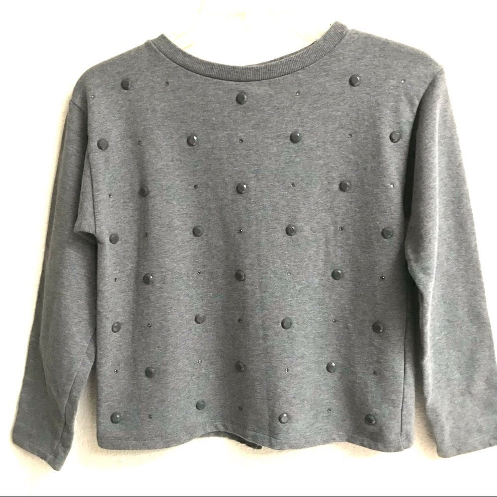 Nucleo (Italian brand) open bow back rhinestone embellished sweatshirt XL*‎